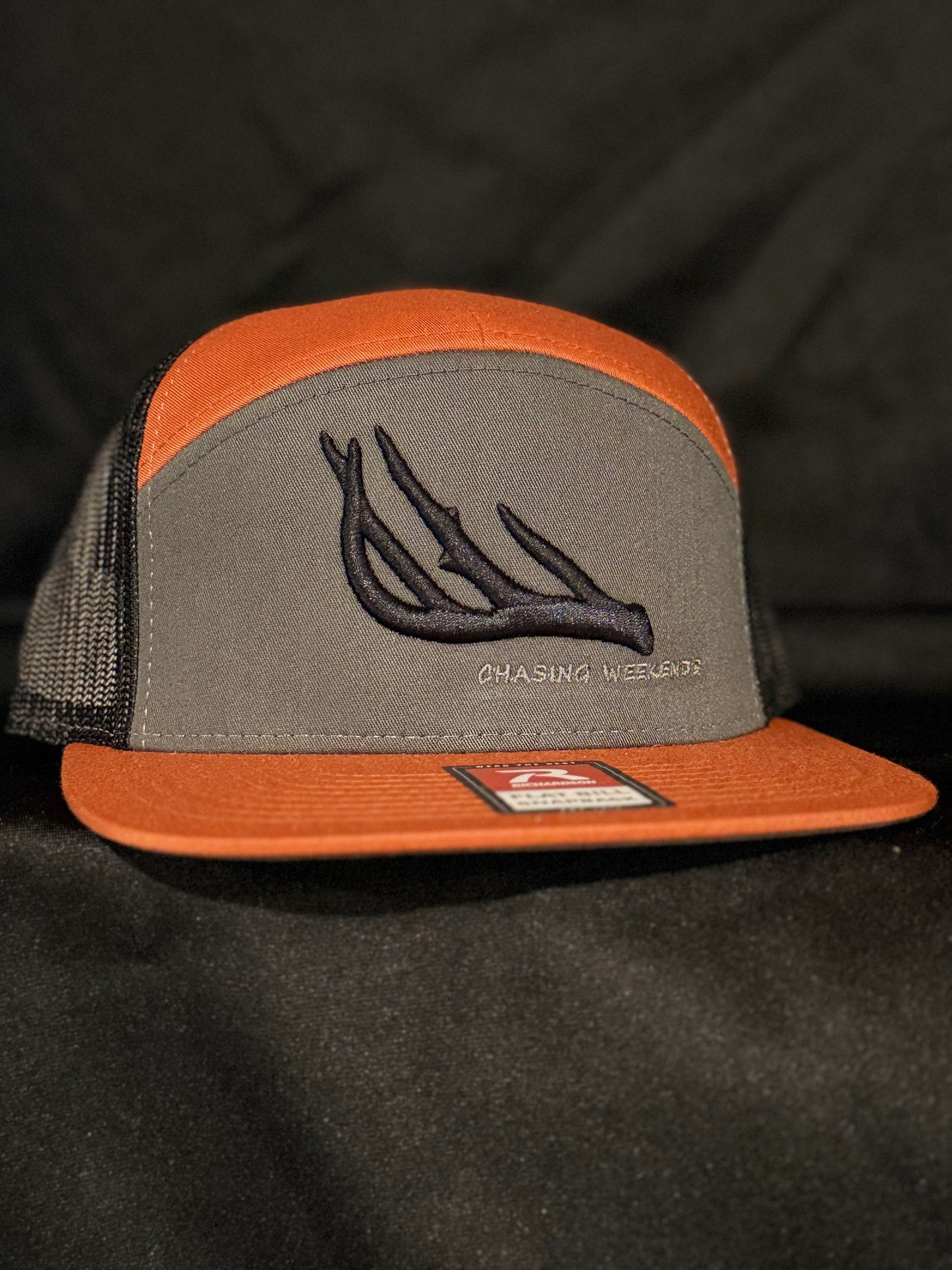 CW Horn Hat-7 Panel Grey n Orange