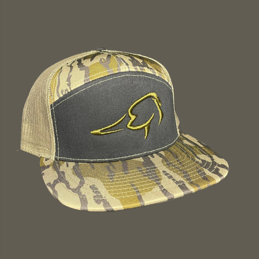 Black/Bottomland 7 Panel Hat With Duck Logo