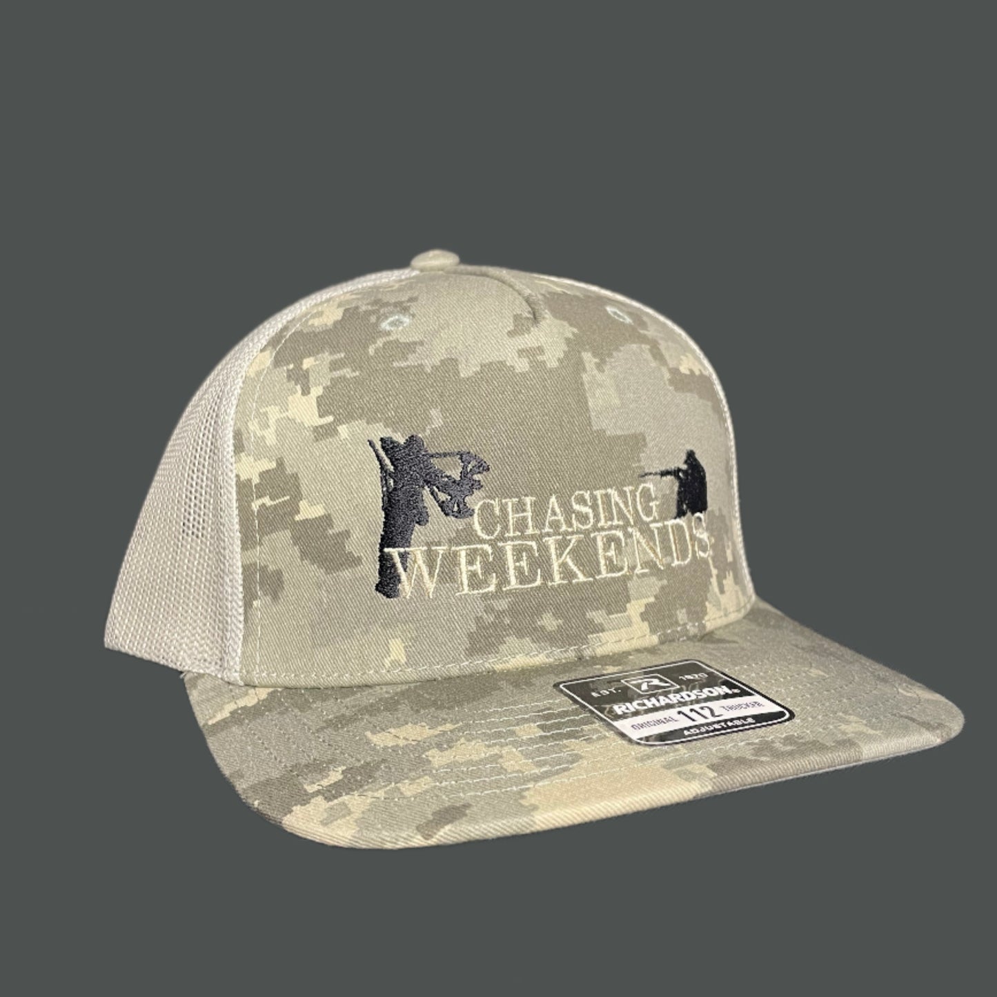 3-D Army Camo Hat With Chasing Weekends Logo